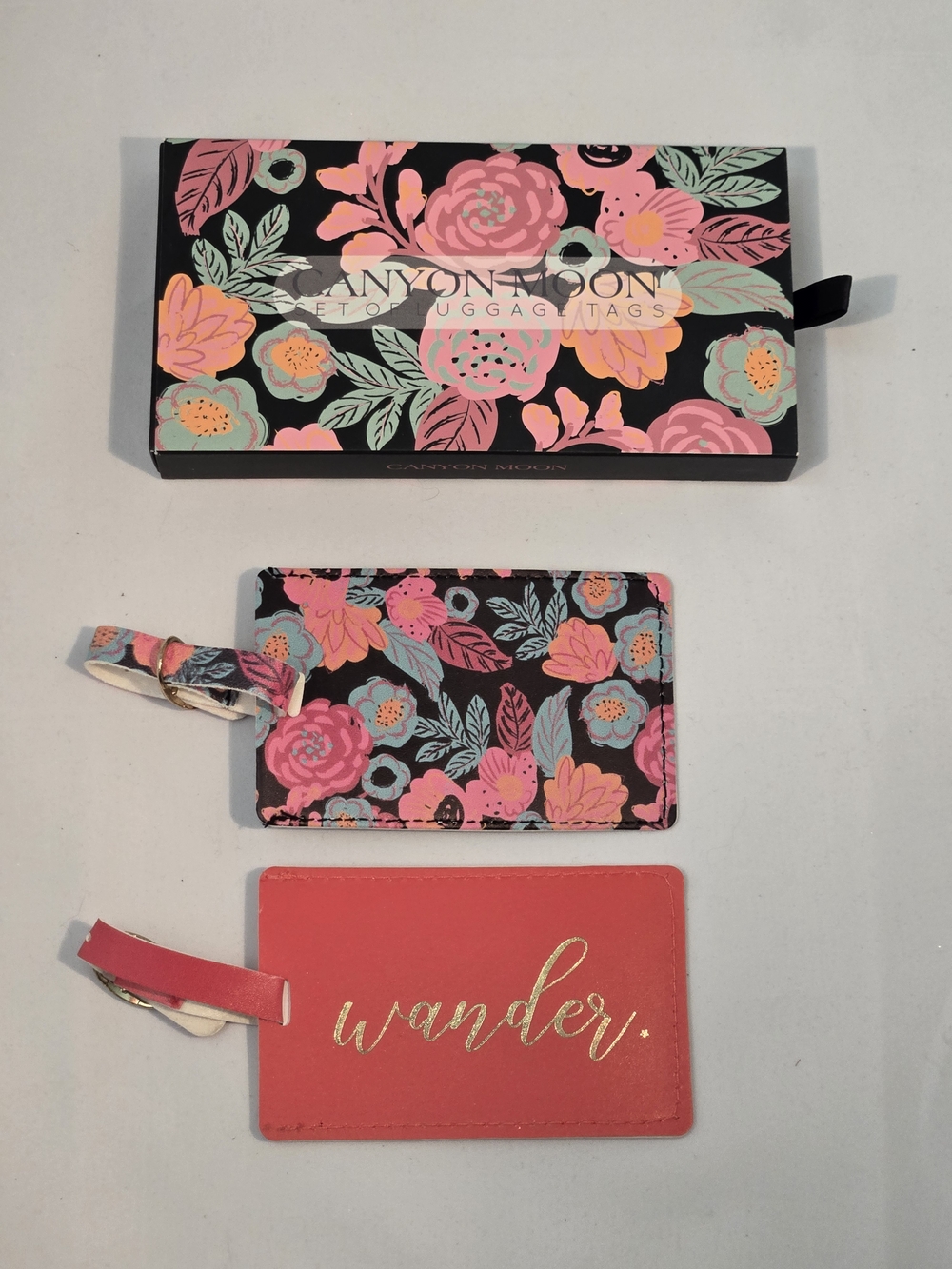 Floral Luggage Tag Set - Pink & Coral